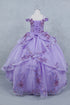 Girls 3D Beaded Applique A-line Off Shoulder Ball Gown 2-16